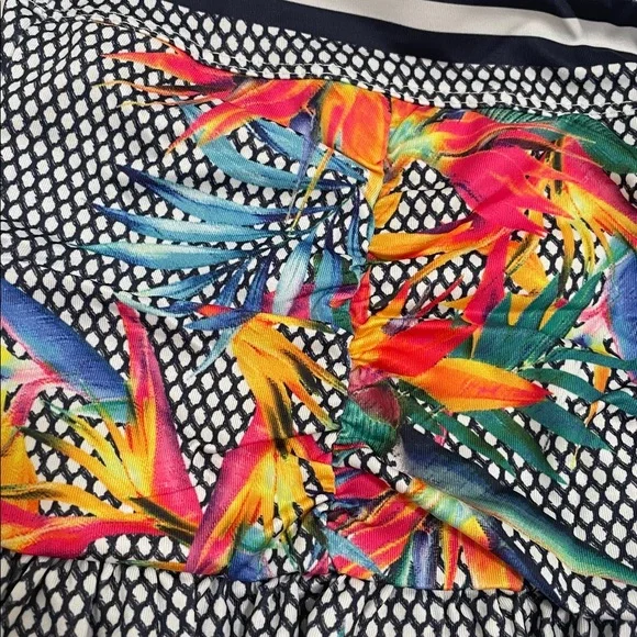 Lucky in Love Copa Ruche Skirt in a multicolored tropical print. - Picture 8 of 8